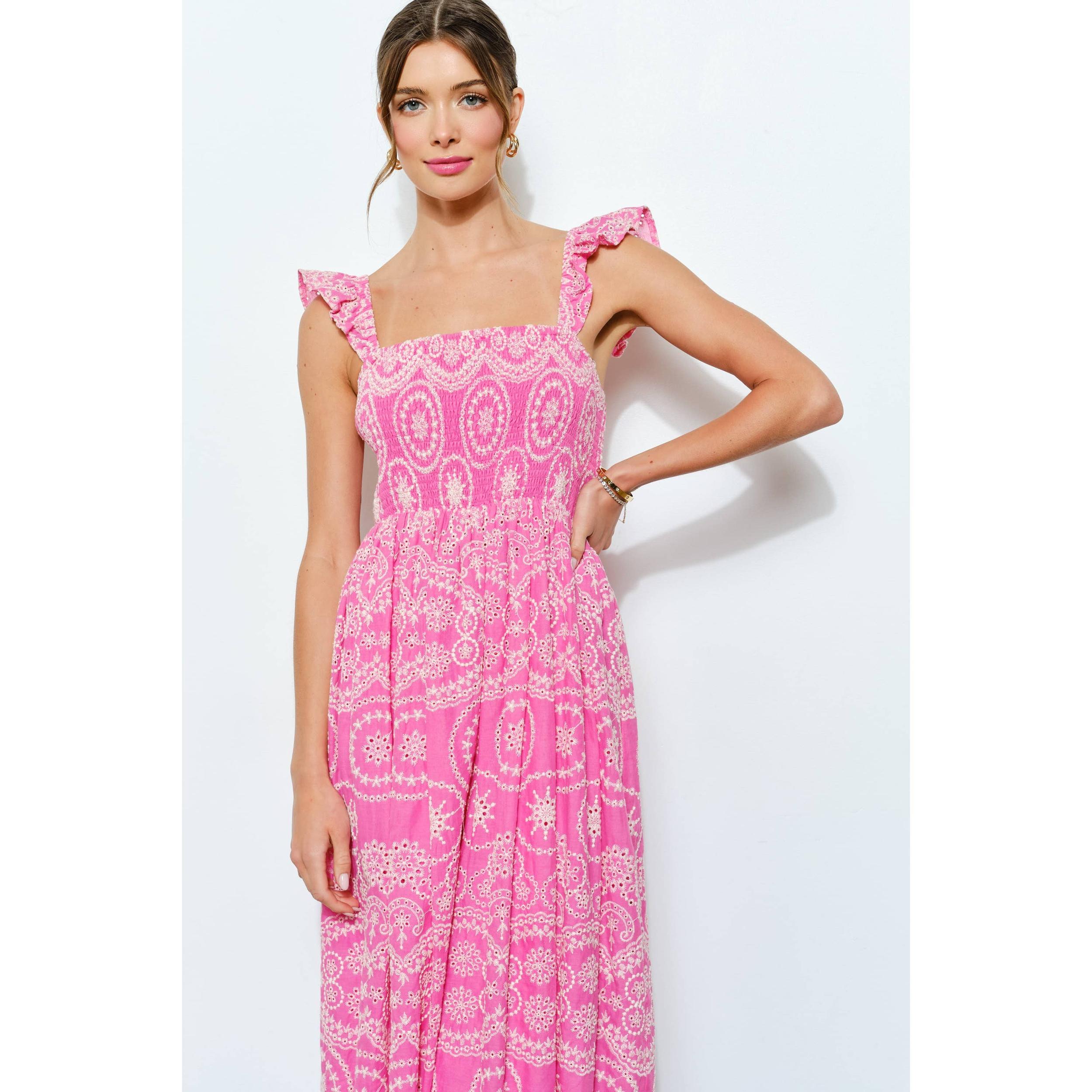 Alessia Eyelet Midi Dress Product Image