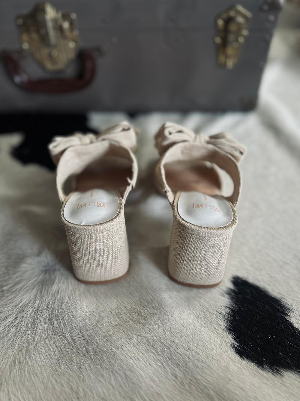 Lucy Beige Double Bow Heels Product Image