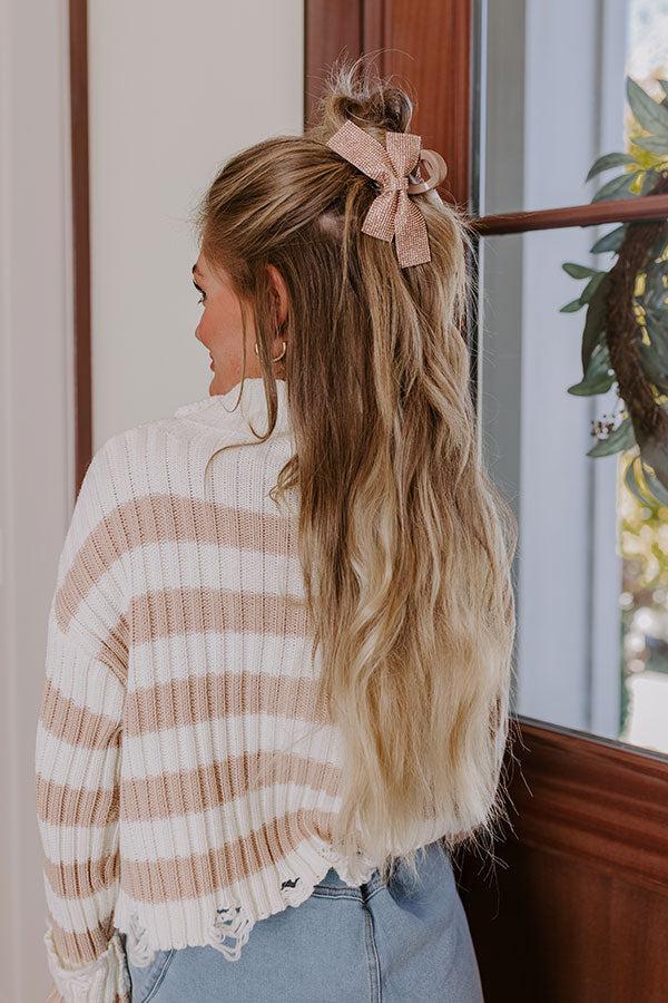 All The Sparkle Bow Hair Claw Clip in Iced Latte Product Image