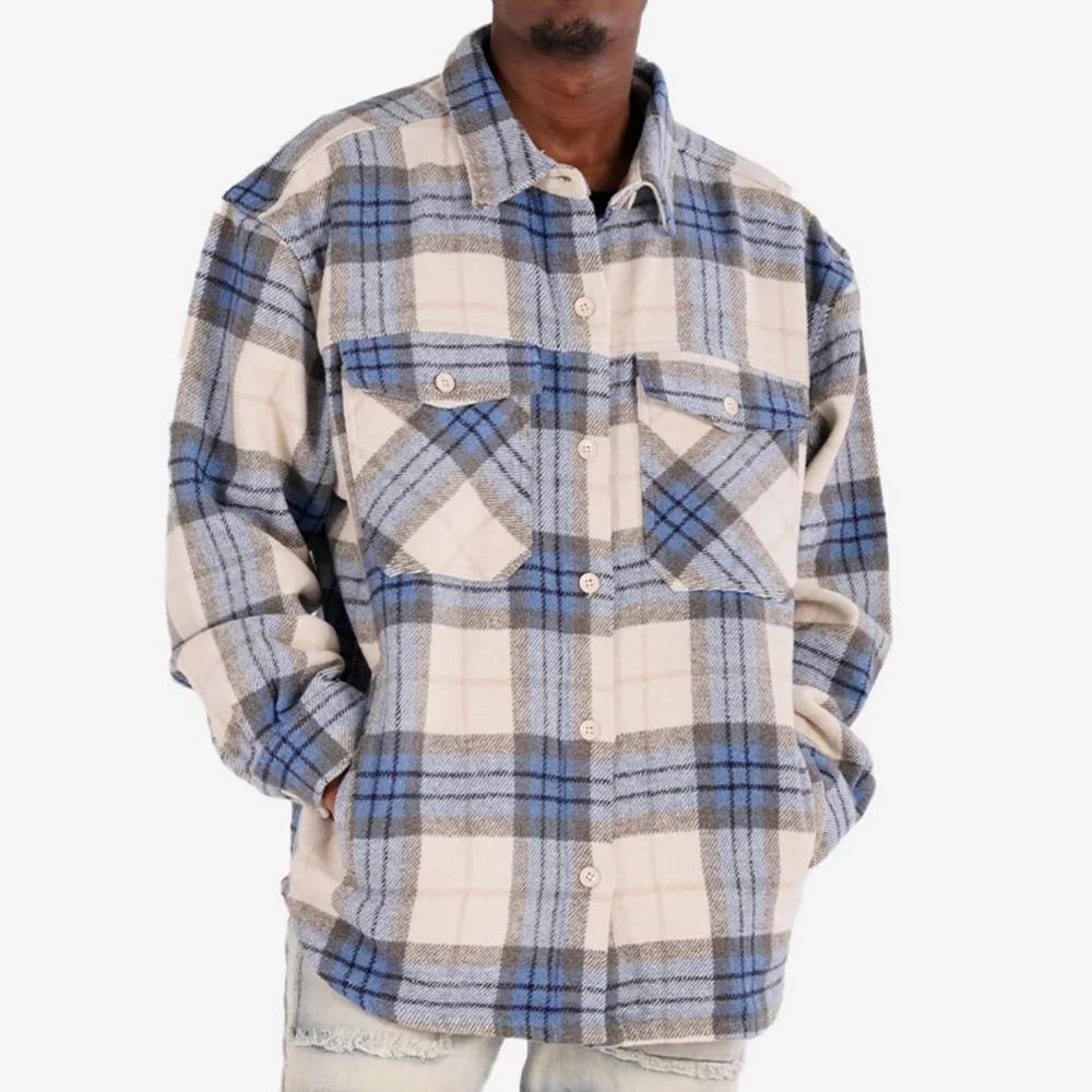 Men's Caliber Denim Co. Lumber Jack Plaid Flannel Shacket, Size: Small, Blue Product Image