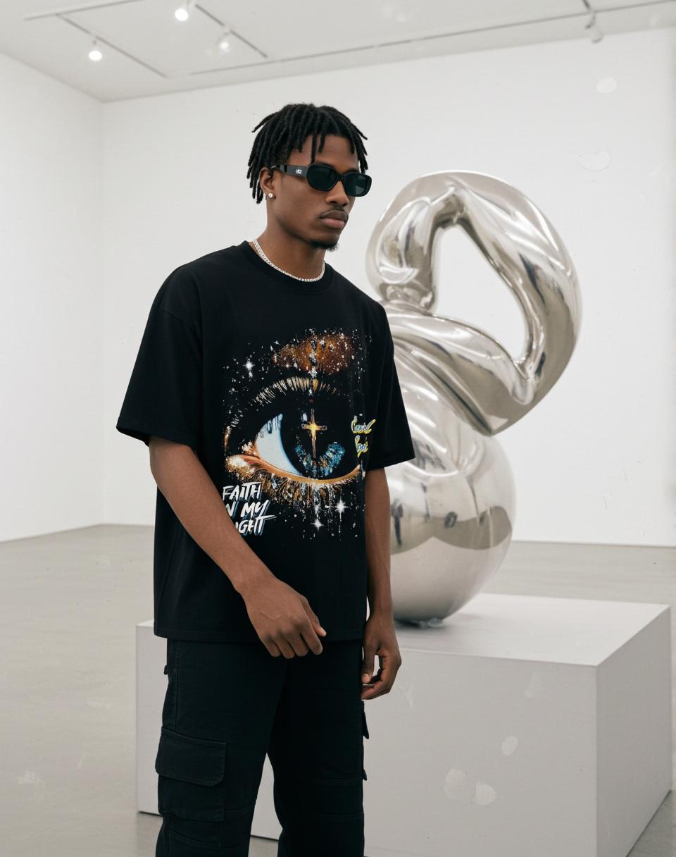 Eye Cross Starry Sky Graphic T-Shirt Product Image