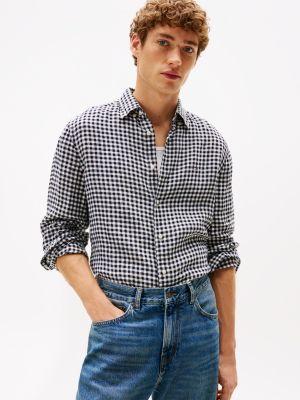 Regular Fit Gingham Linen Shirt Product Image