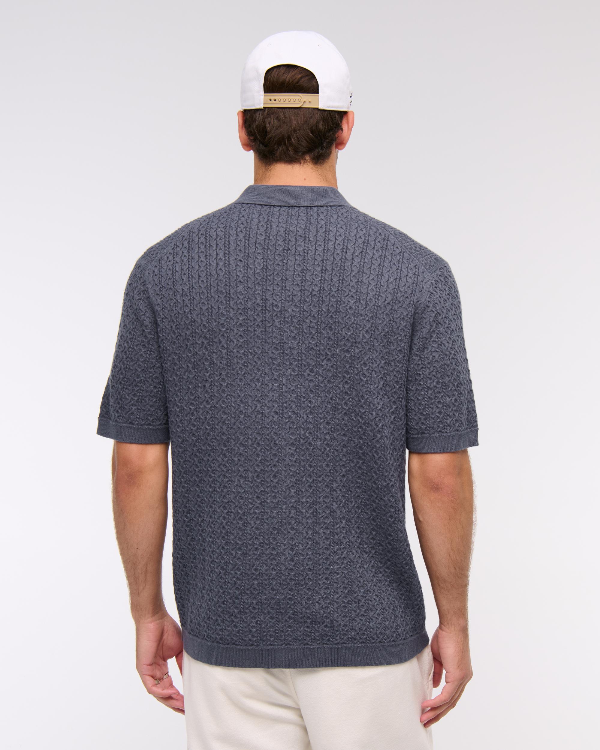 Cable Button-Through Sweater Polo Product Image