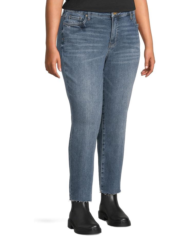 Women's KUT from the Kloth Plus Size Reese High-Rise Fab Ab Ankle Straight Raw Hem in Reborn Product Image