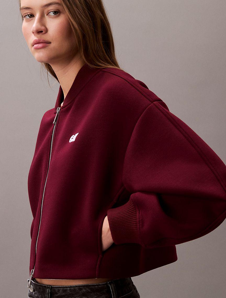 Calvin Klein Womens Smooth Cropped Relaxed Bomber Jacket - Red Product Image