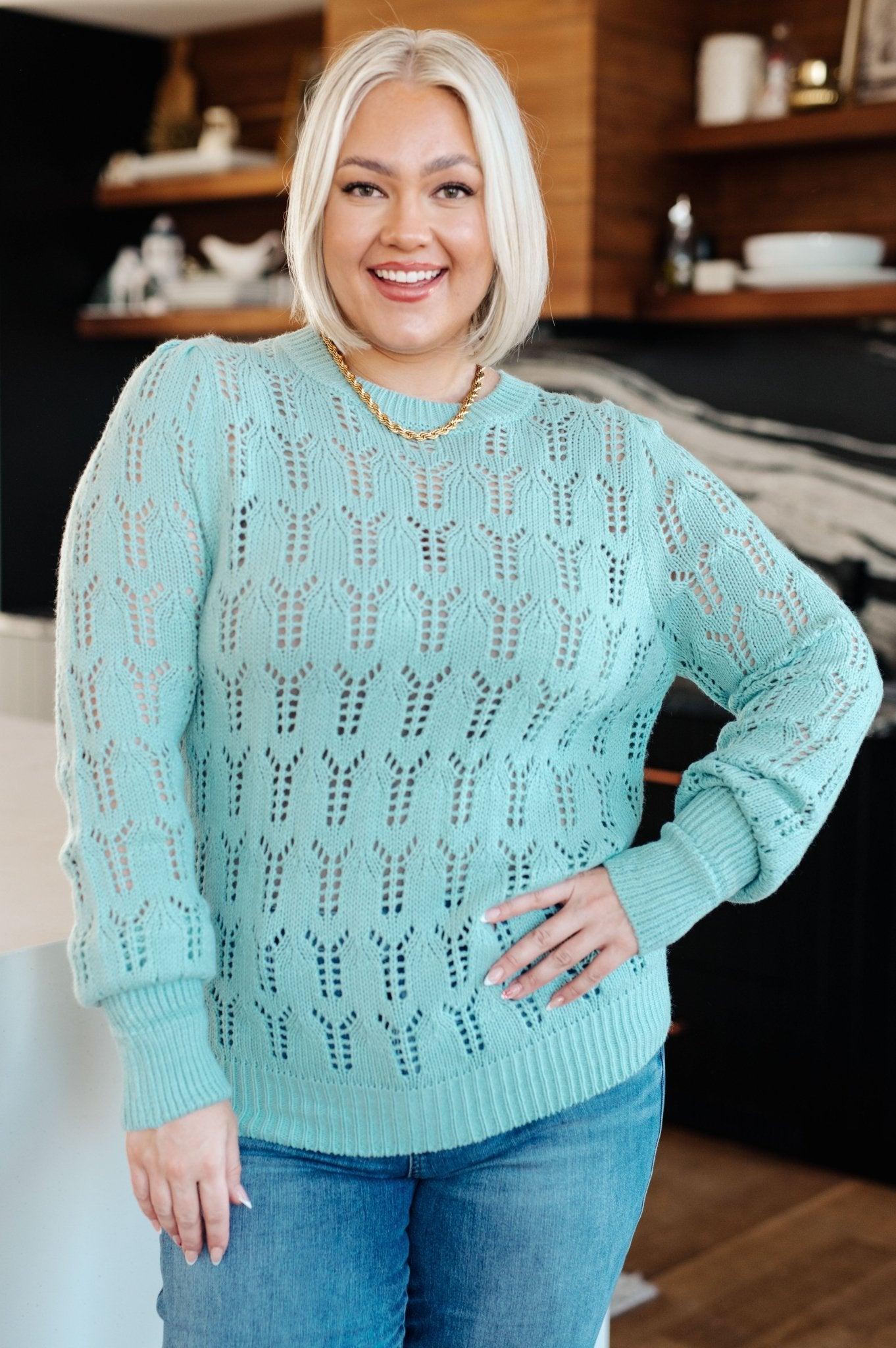 Hole In One Sheer Pointelle Knit Sweater Product Image