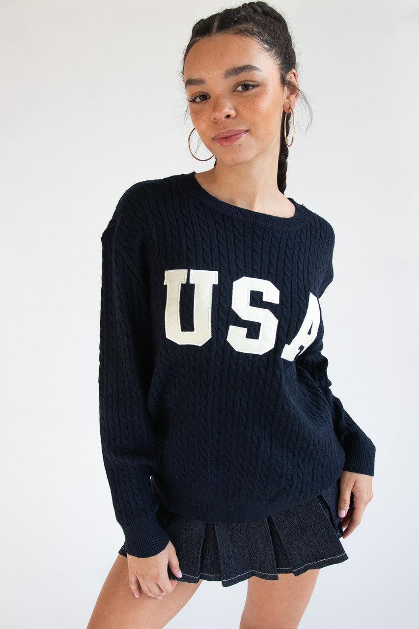 Cable Knit USA Sweater Product Image