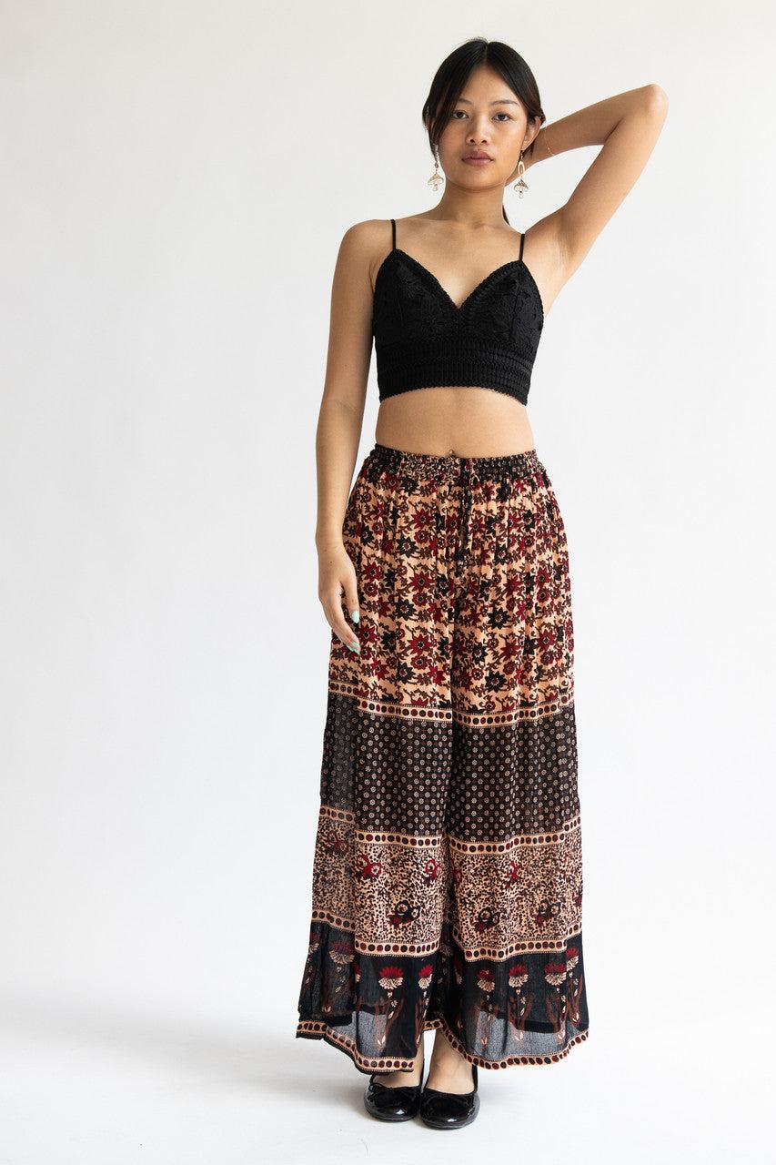Border Print Wide Leg Pants Product Image