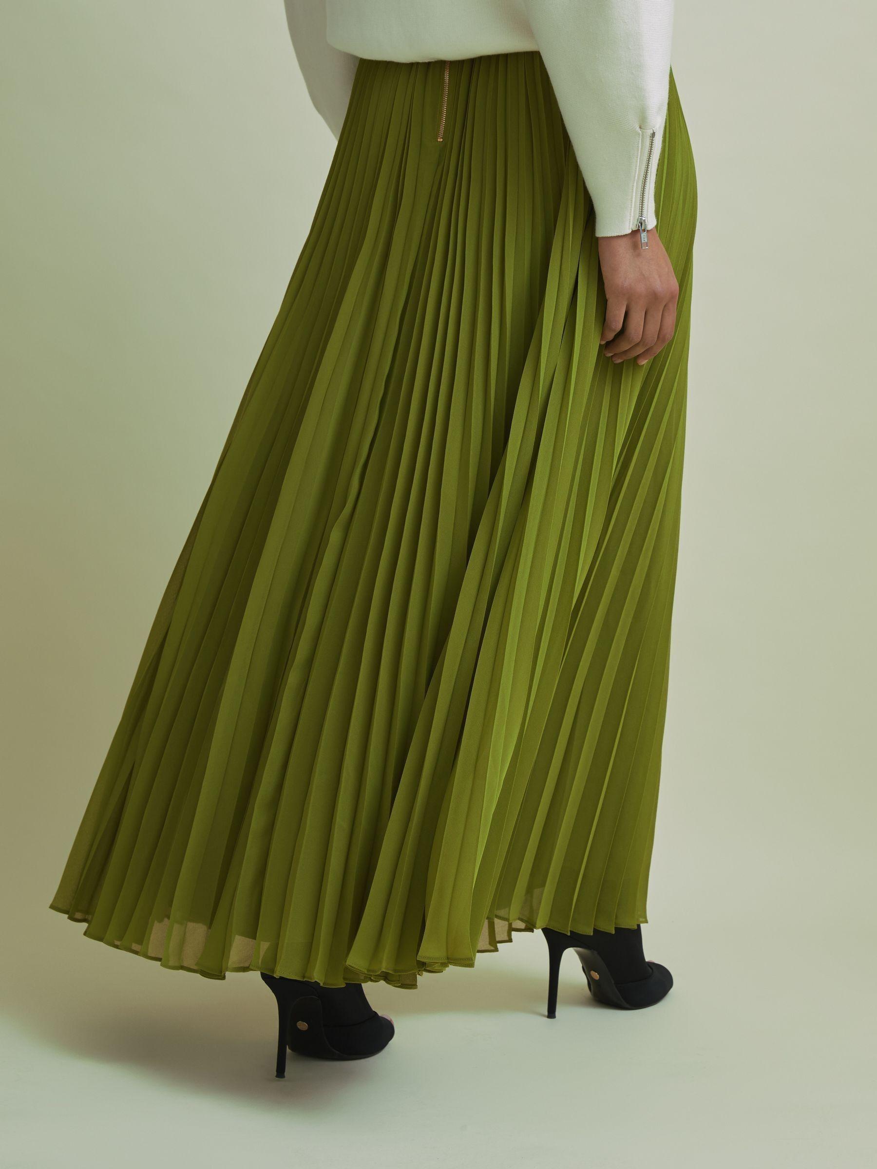 Florere Pleated Maxi Skirt in Khaki Product Image
