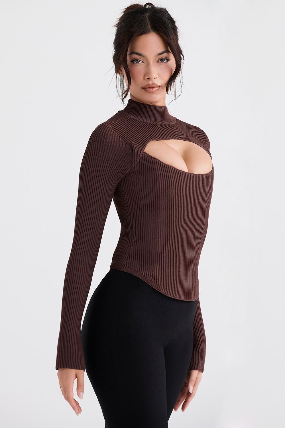 Georgina  cocoa knitted corset Product Image