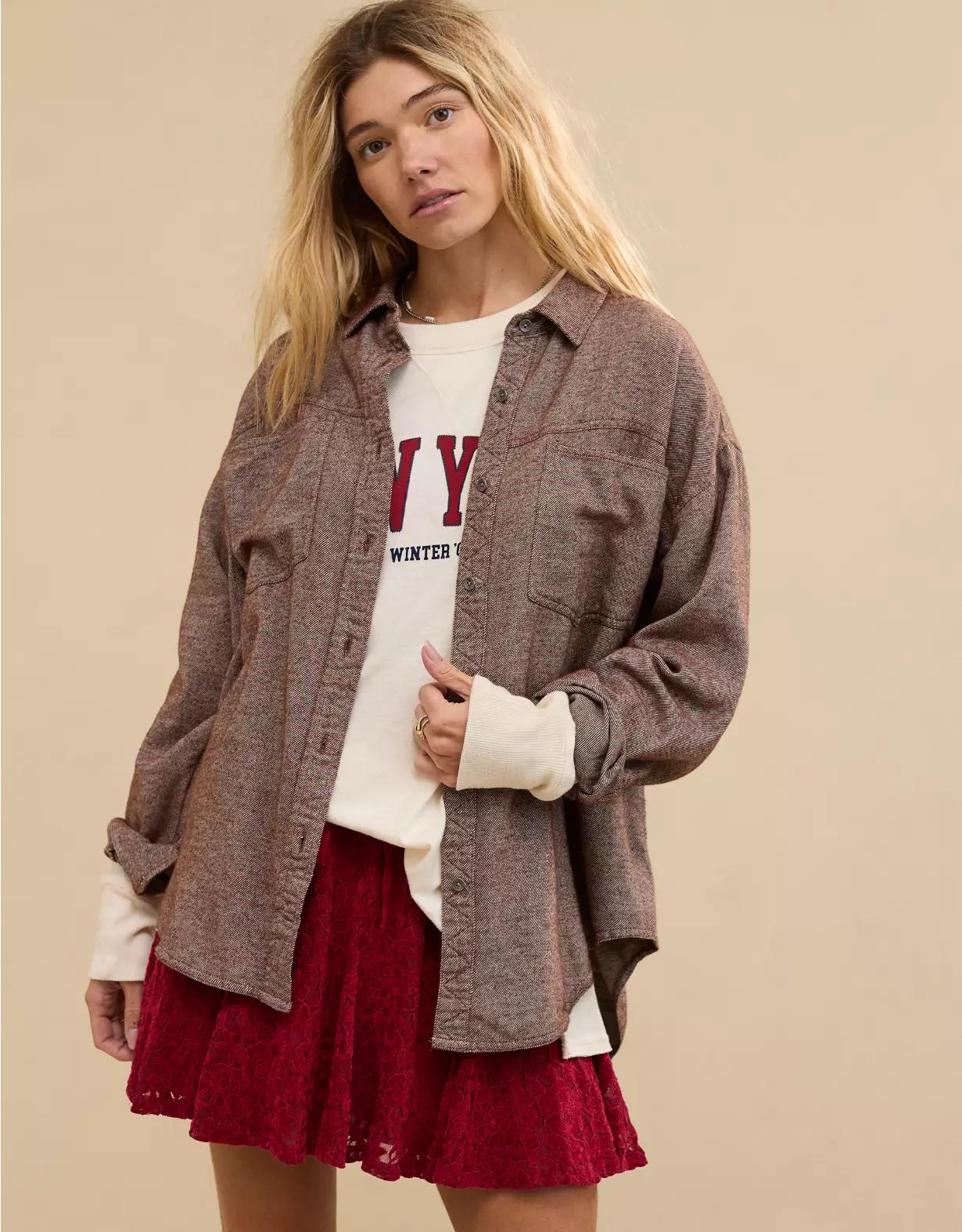 Aerie Anytime Fave Twill Shirt Product Image