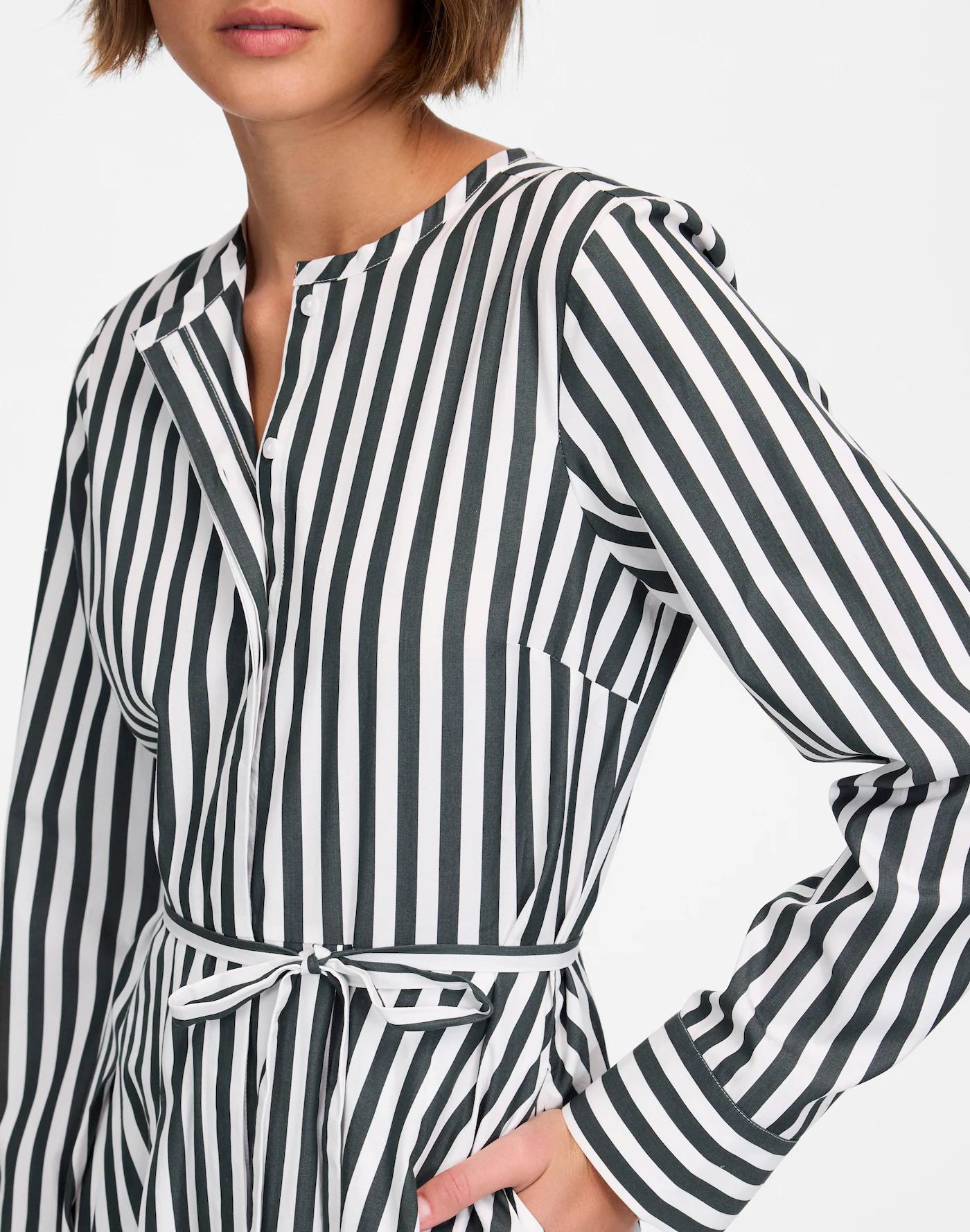 Petite Tie-Waist Midi Shirtdress in Stripe Product Image