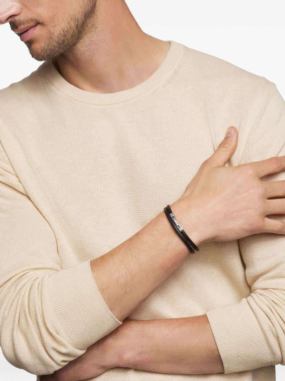 sterling silver Streamline Double Wrap leather bracelet (4mm) Product Image