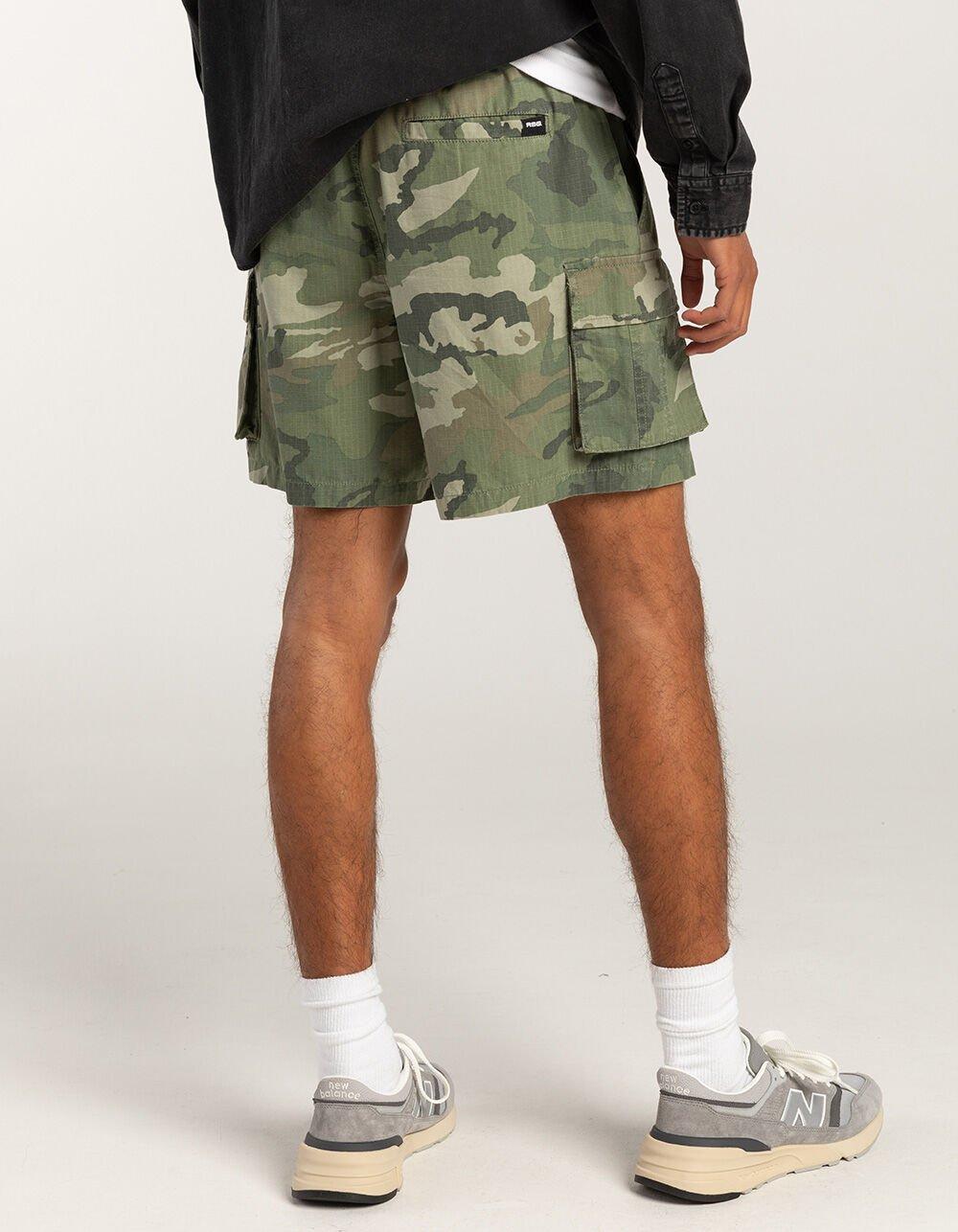 RSQ Mens Ripstop Cargo Pull On Shorts - CAMO GREEN Product Image