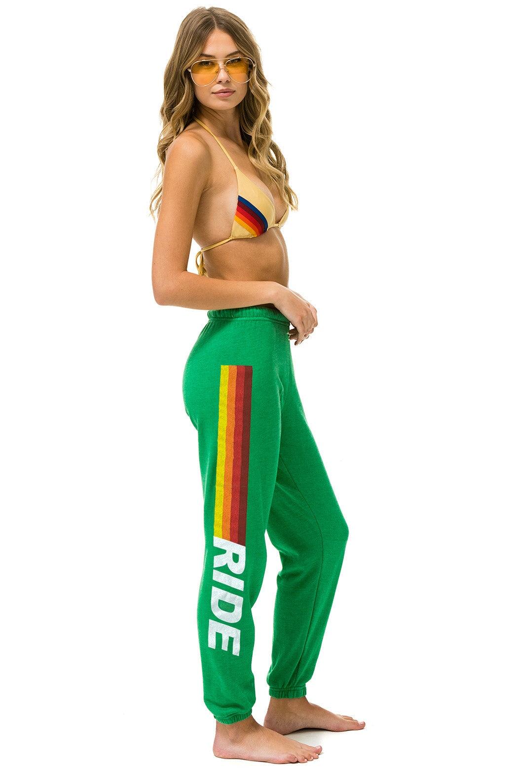 RIDE LOGO WHITE SWEATPANTS - KELLY GREEN Female Product Image