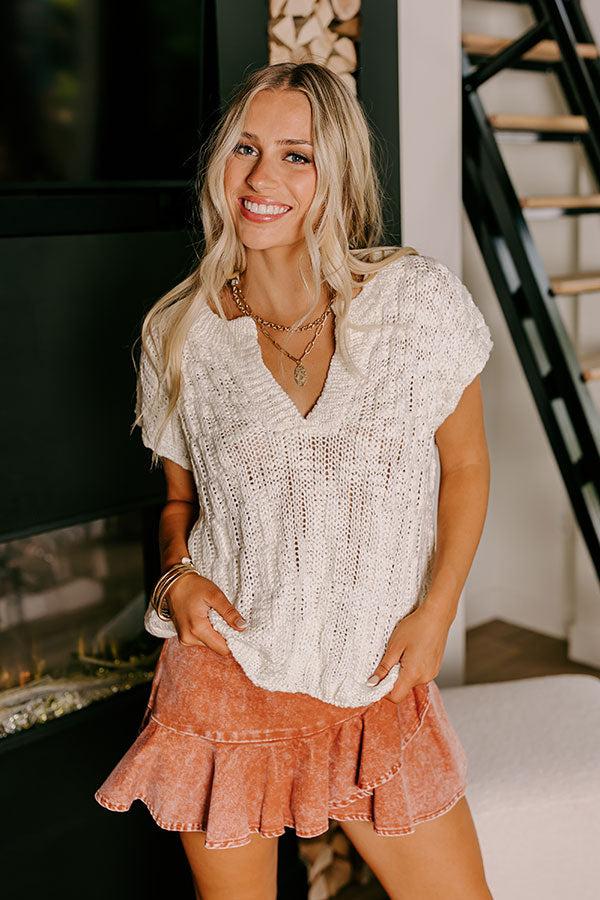 Block Party Chic Knit Top in Ivory Product Image