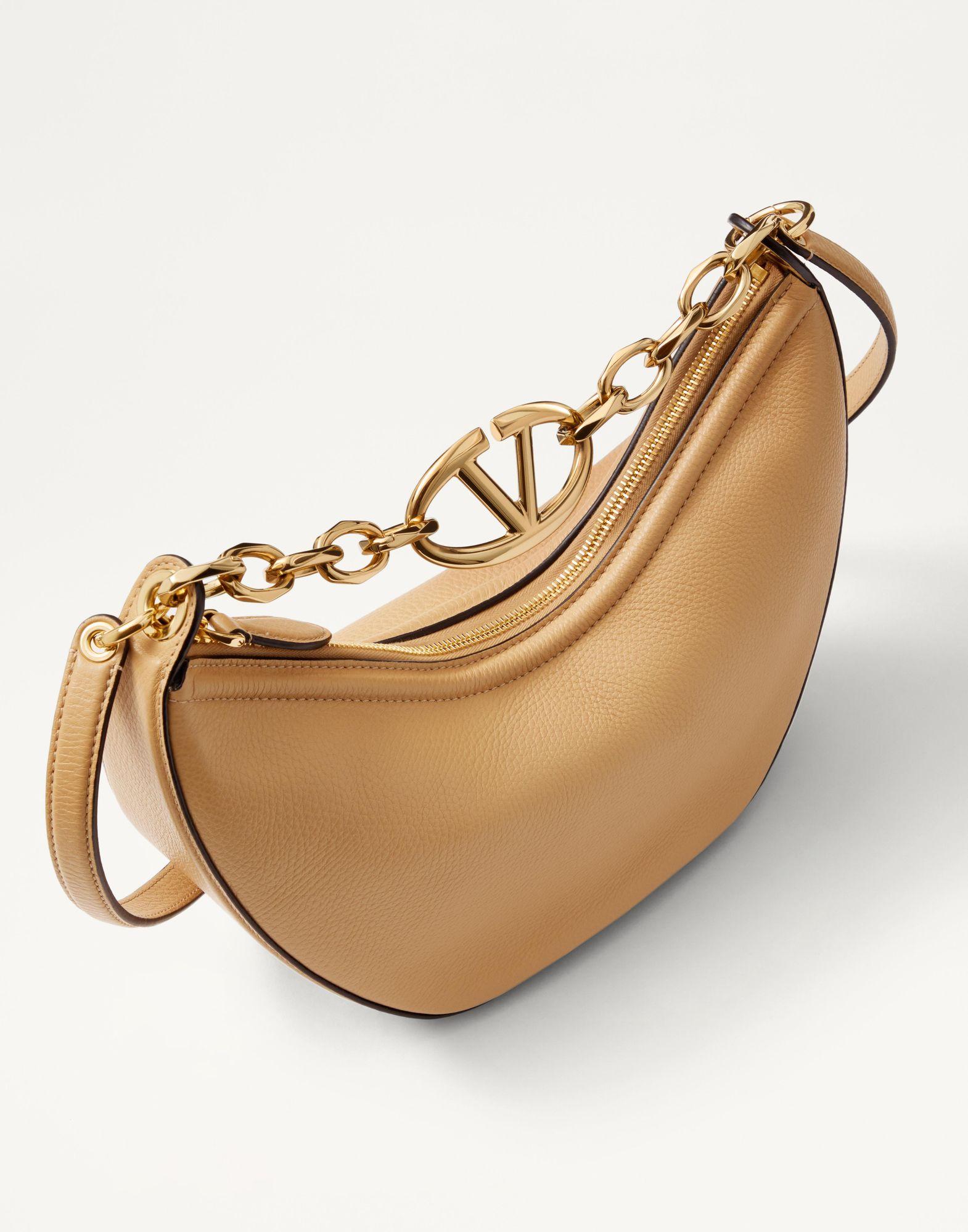 Small Vlogo Moon Hobo Bag In Grainy Calfskin With Chain Product Image