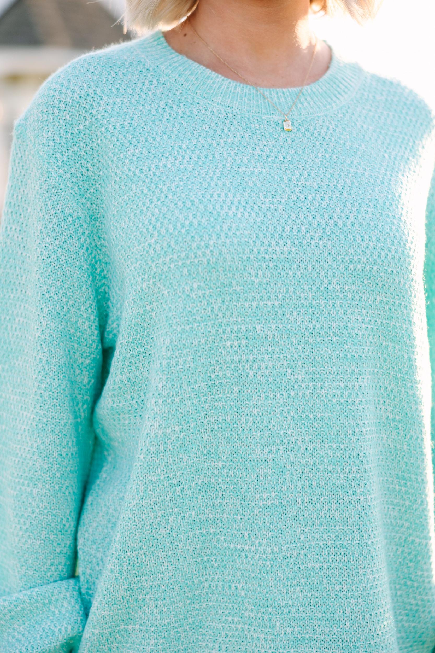 The Slouchy Mint Green Bubble Sleeve Sweater Female Product Image