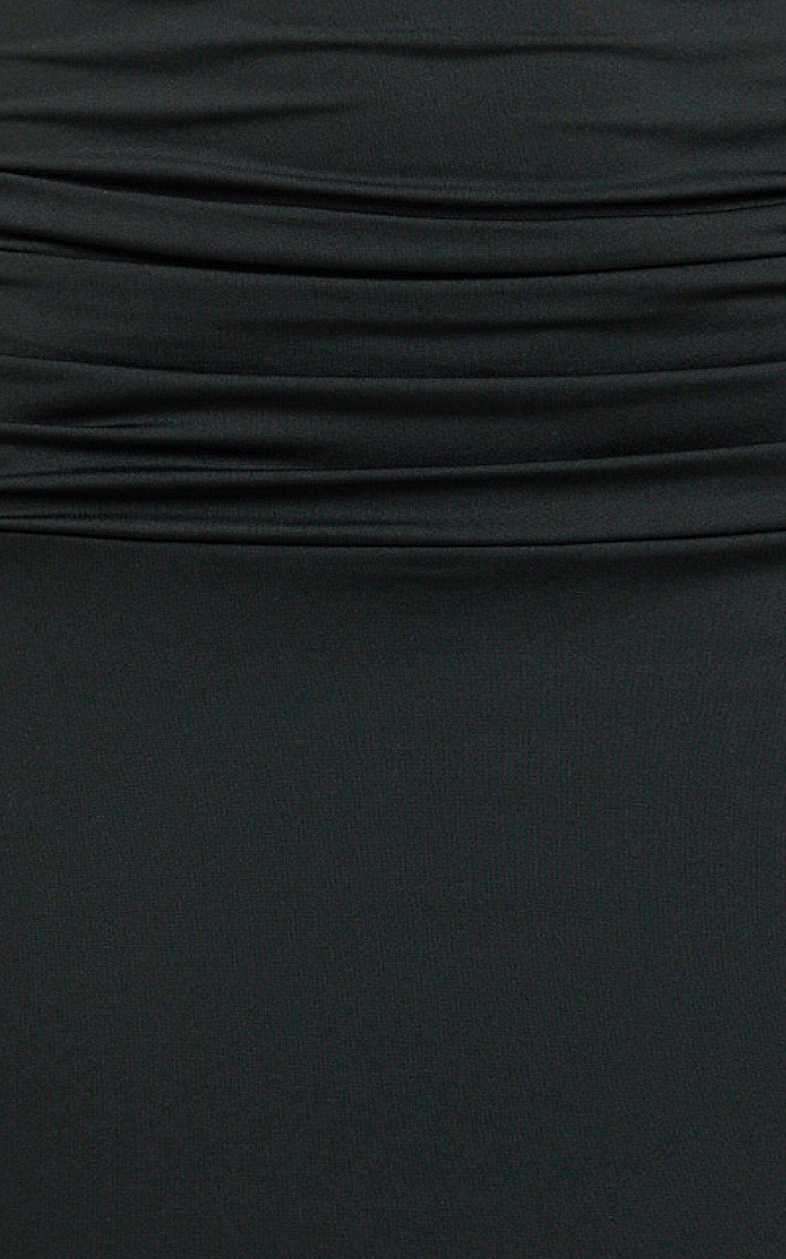 Lizzy Maxi Dress - Backless Ruched Bodycon Dress in Black Product Image