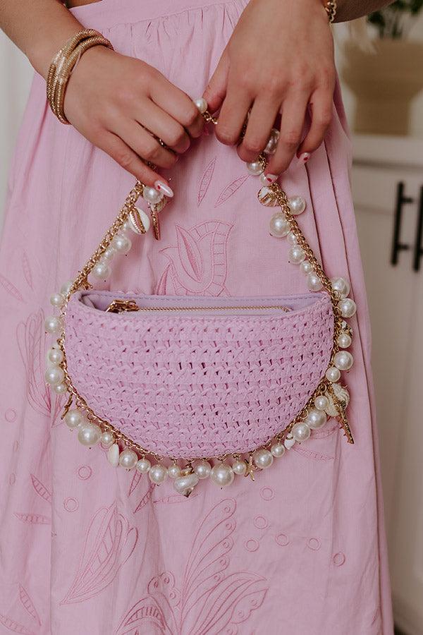 Isla Straw Woven Top Handle Bag in Lavender Product Image