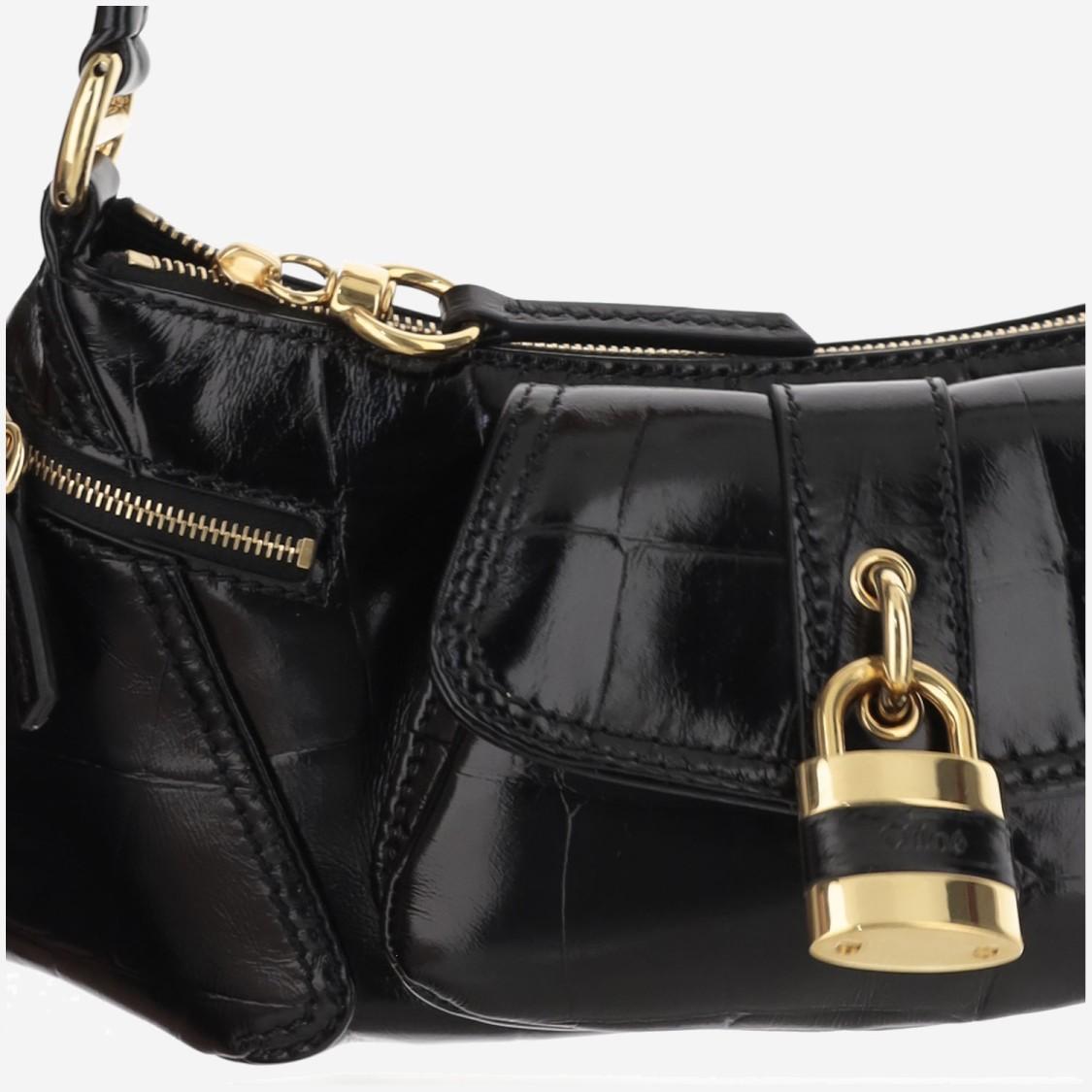CHLOÉ The 99 Embellished Textured-leather Shoulder Bag In Black Product Image