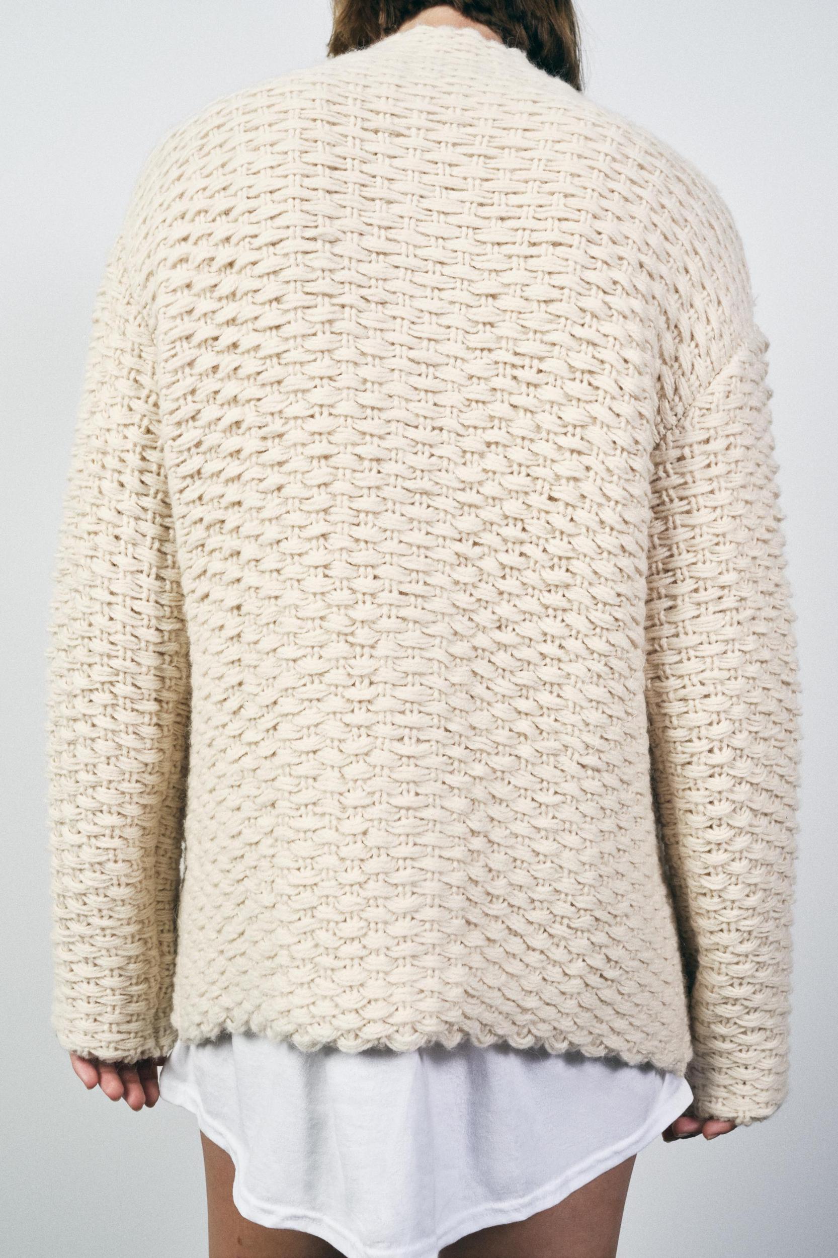 HIGH COLLAR KNIT COAT Product Image