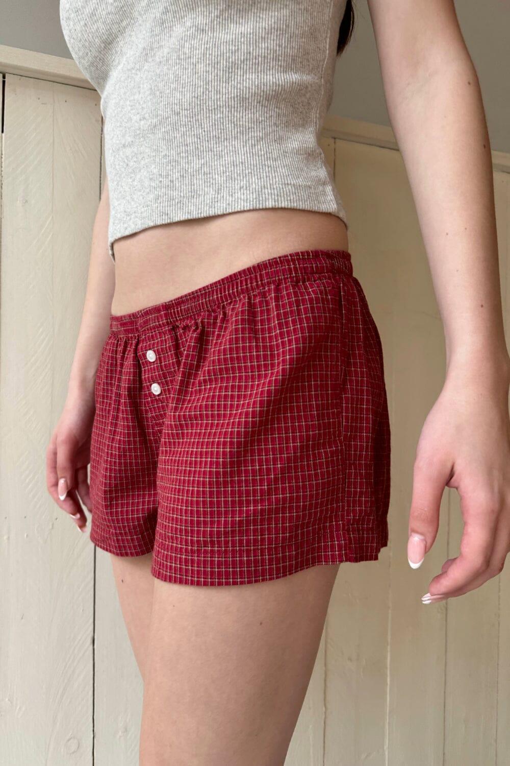 Keira Red Plaid Sweatshorts Product Image