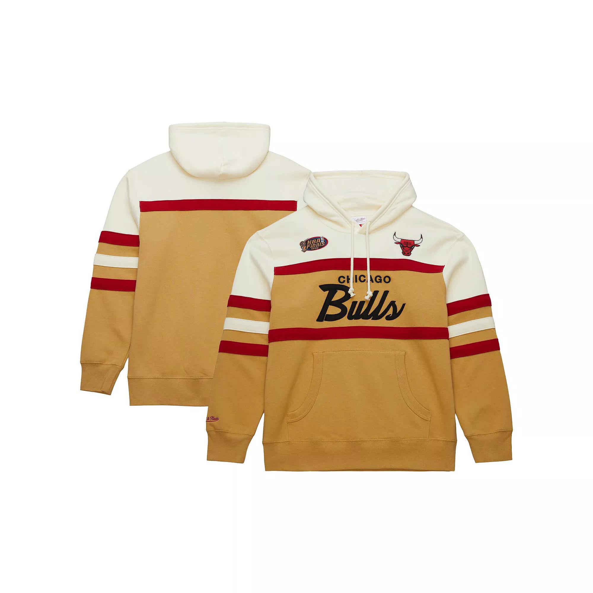 Men's Mitchell & Ness Tan/Cream Chicago Bulls Hardwood Classics Vintage Logo Head Coach Pullover Hoodie, Size: Medium, Team Product Image