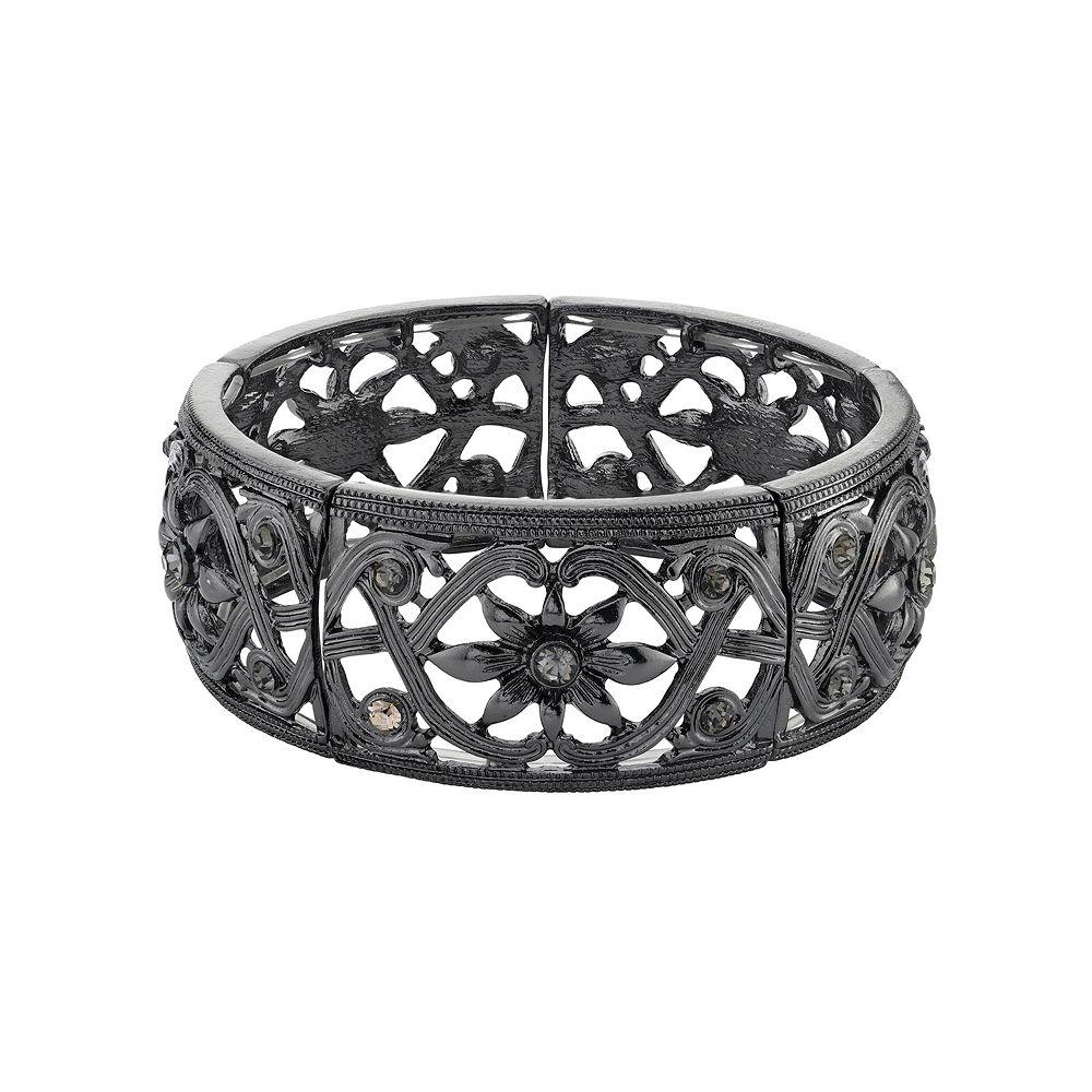 1928 Hematite Black Diamond Stretch Bracelet, Womens, Gray Product Image