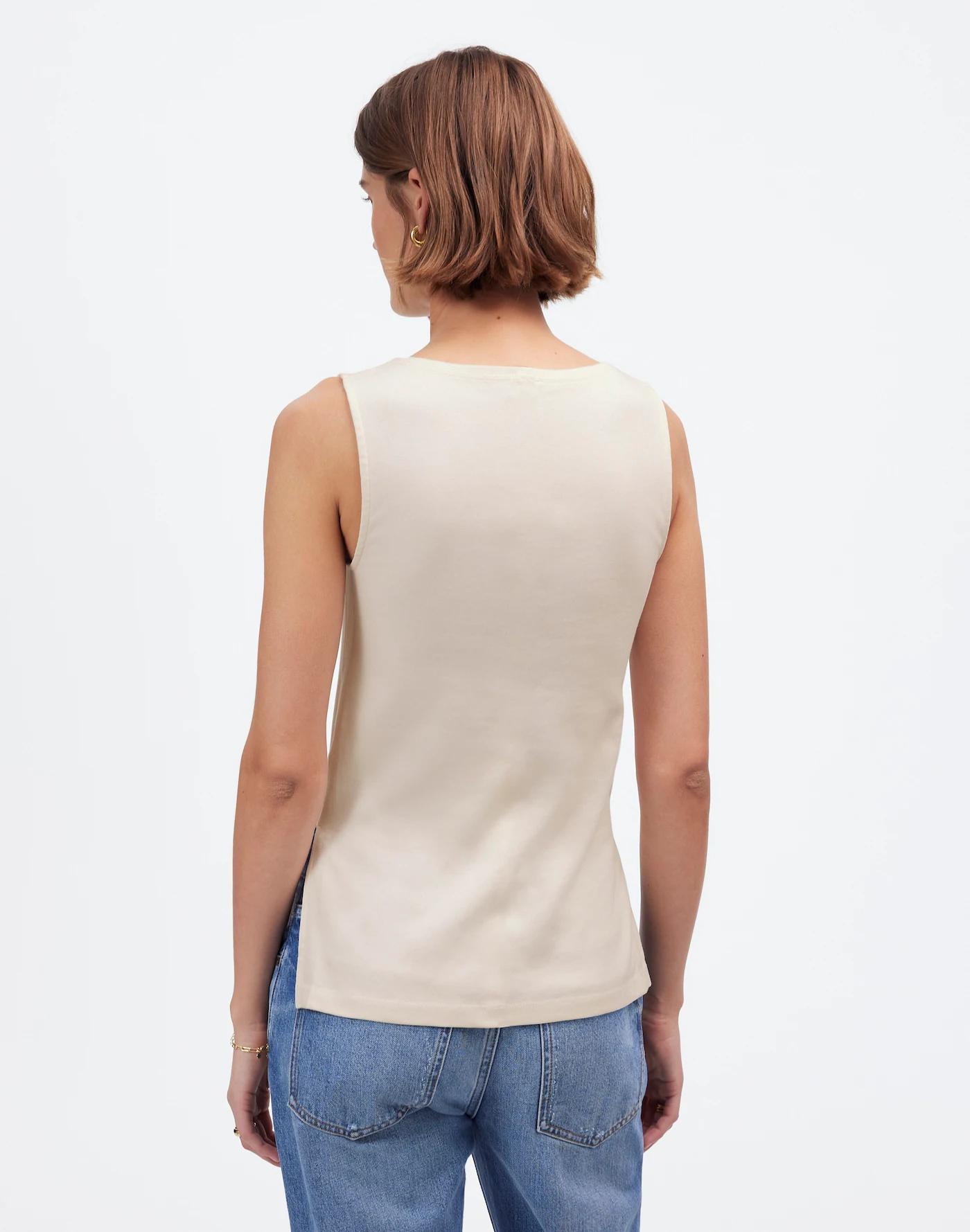 Sleeveless Boatneck Side Slit Tee Product Image