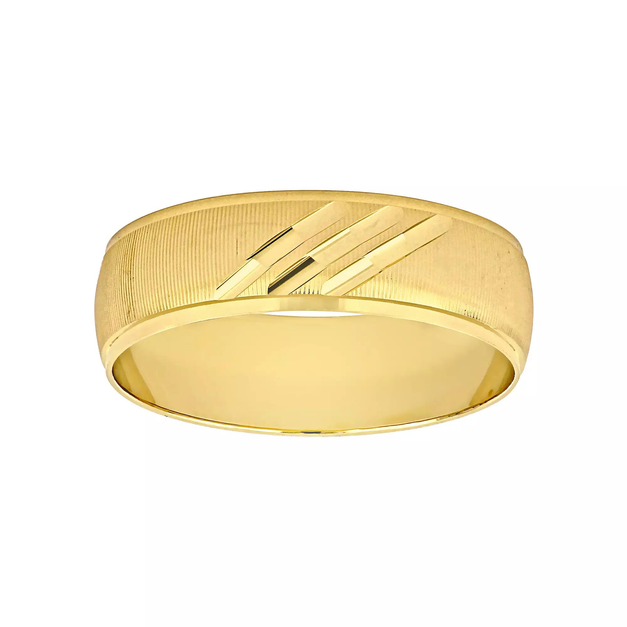 Stella Grace 10k Gold 6 mm Striped Wedding Band, Womens Product Image