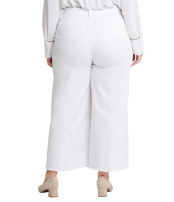 NYDJ Plus Size Mona Solid High Rise Hook-And-Eye Waist Wide Leg Ankle Trouser Jeans Product Image