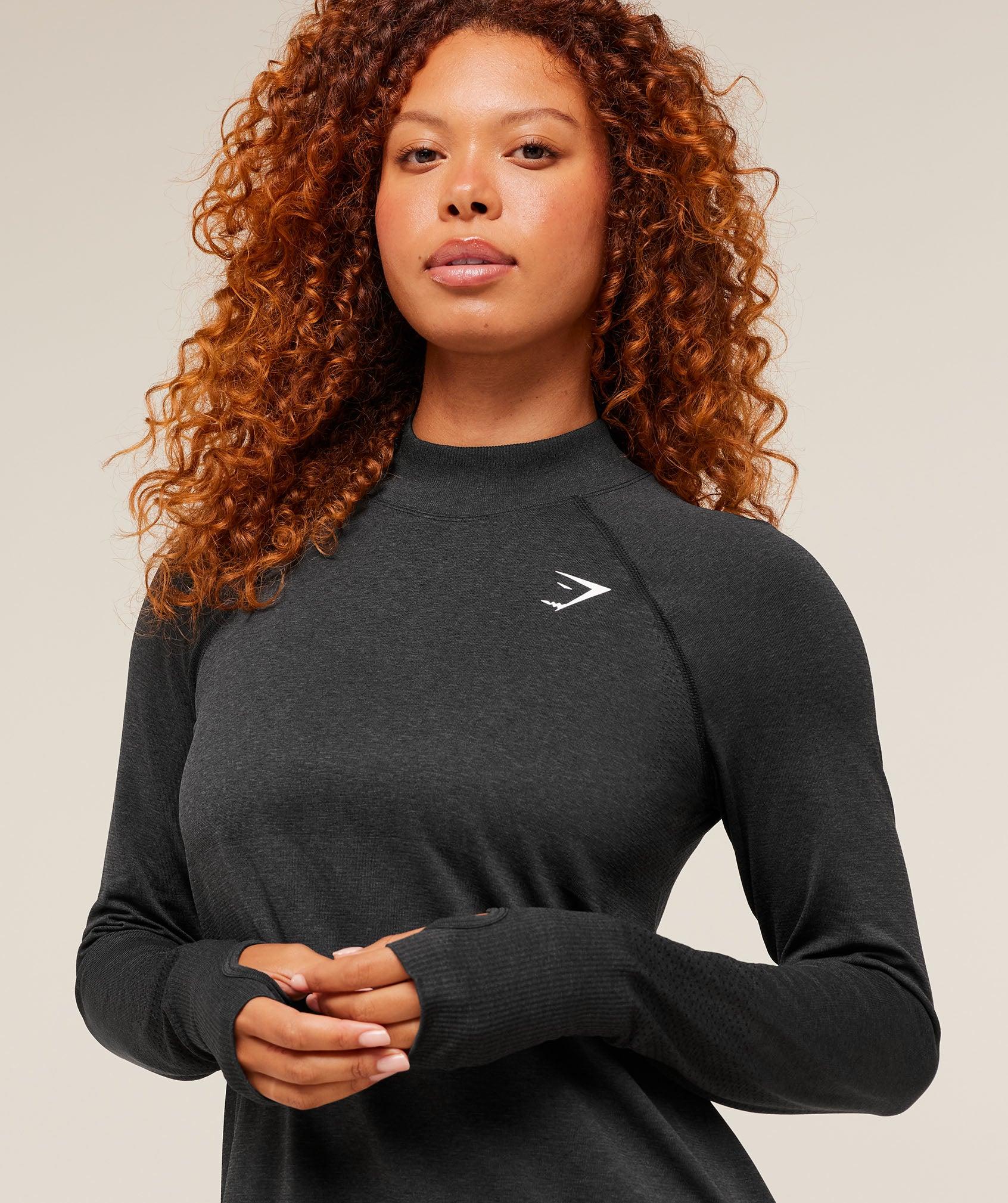 Gymshark Vital Long Line Top - Black Marl Female Product Image