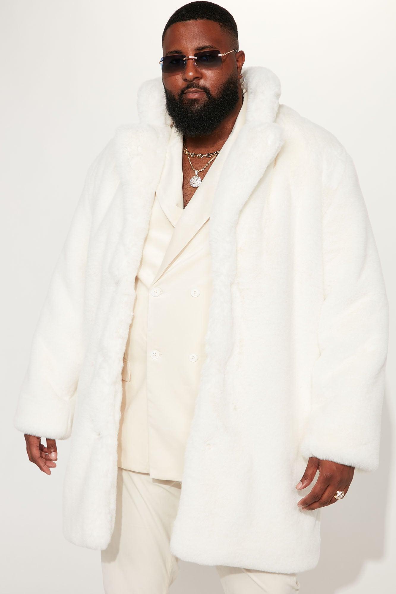 Caputo Faux Mink Fur Long Coat - Cream Product Image