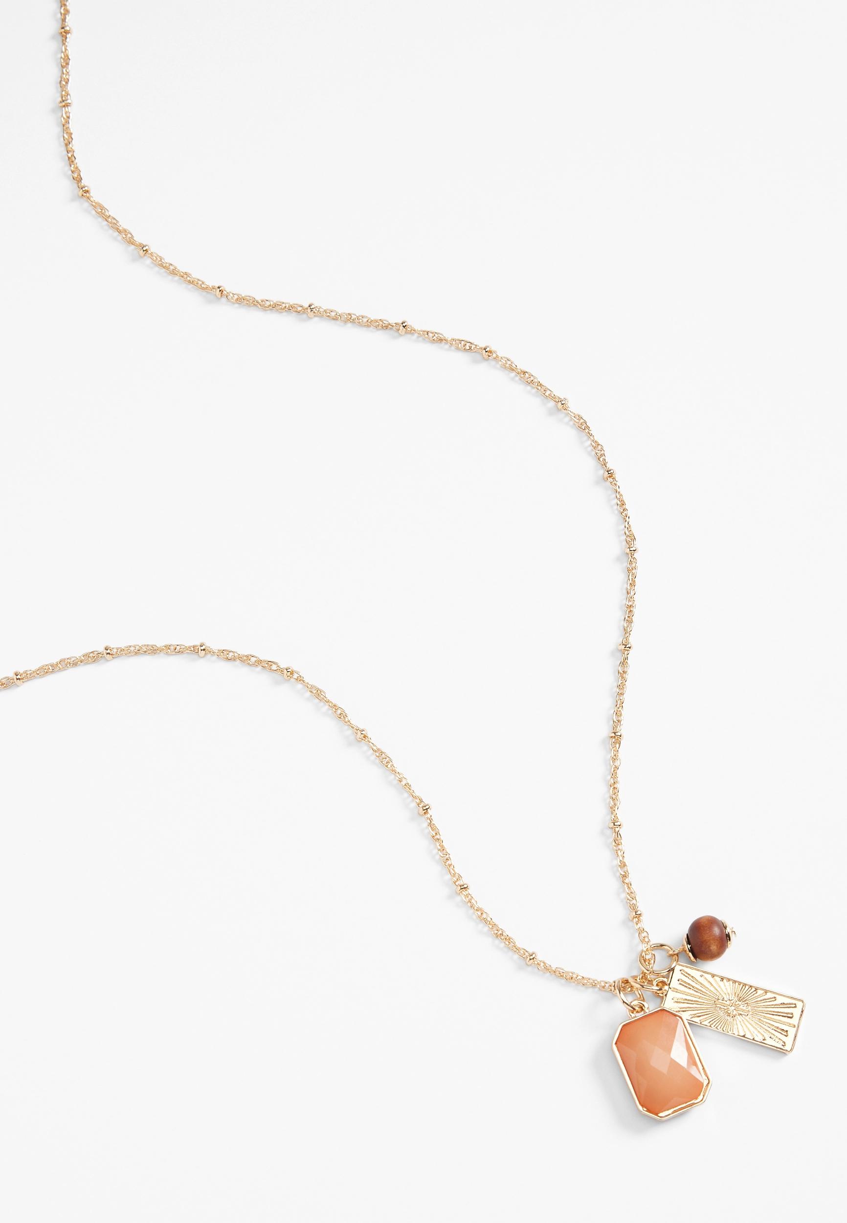 Sunburst Rectangle Cluster Pendant Necklace Product Image