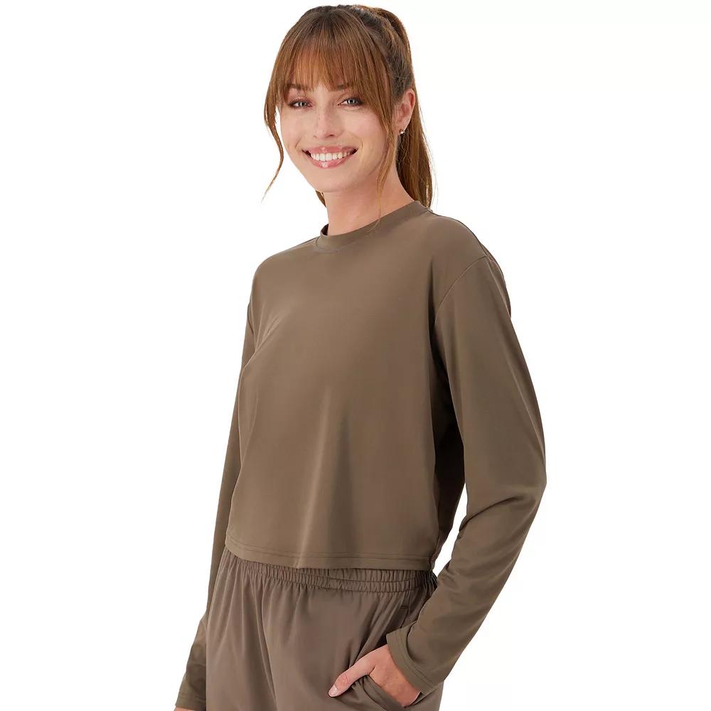 Women's Hanes Moves™ Cropped Long Sleeve Top, Size: Large, Rustic Grey Product Image