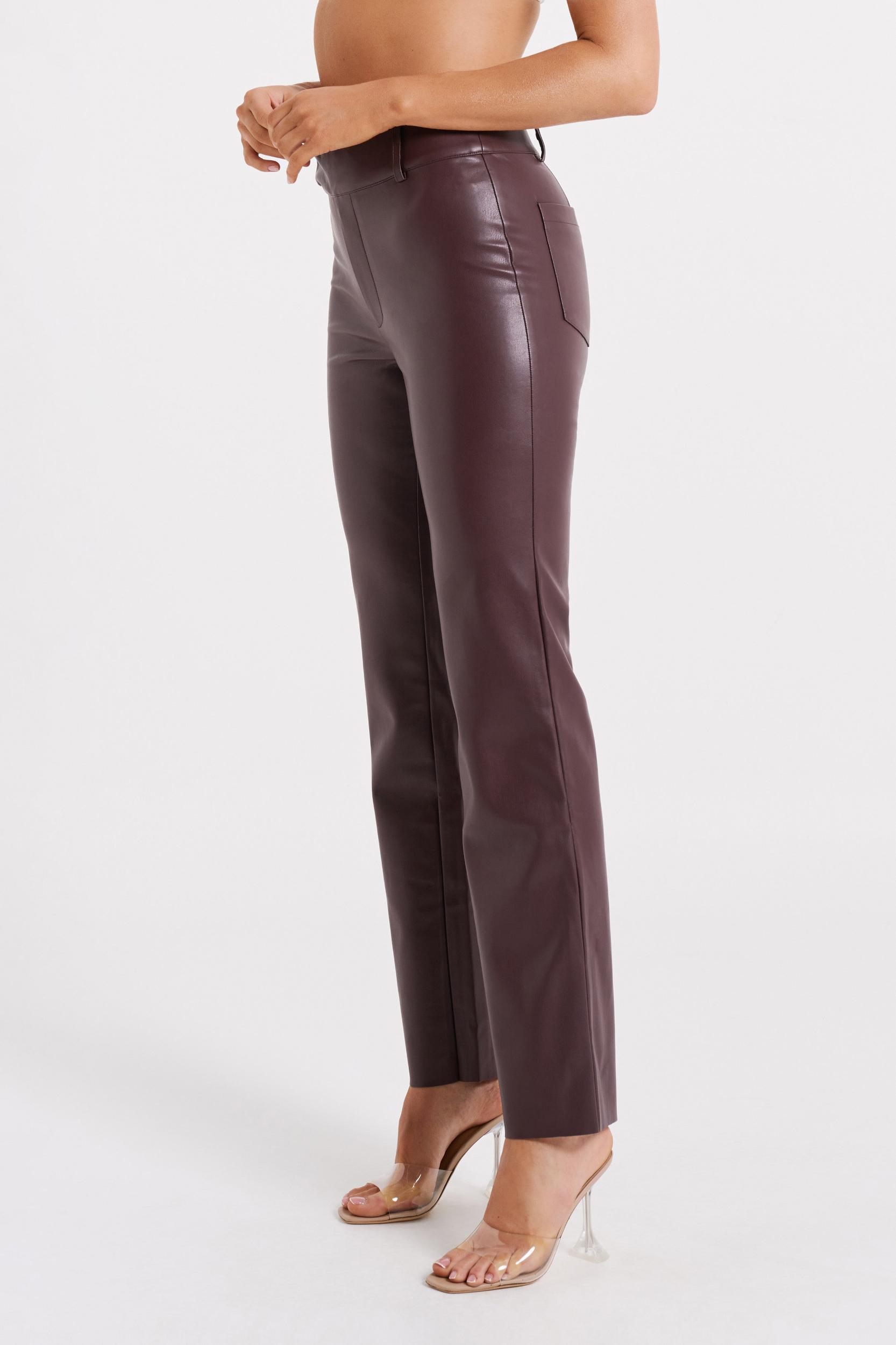 Laurette Faux Leather Straight Leg Pant - Dark Chocolate Product Image