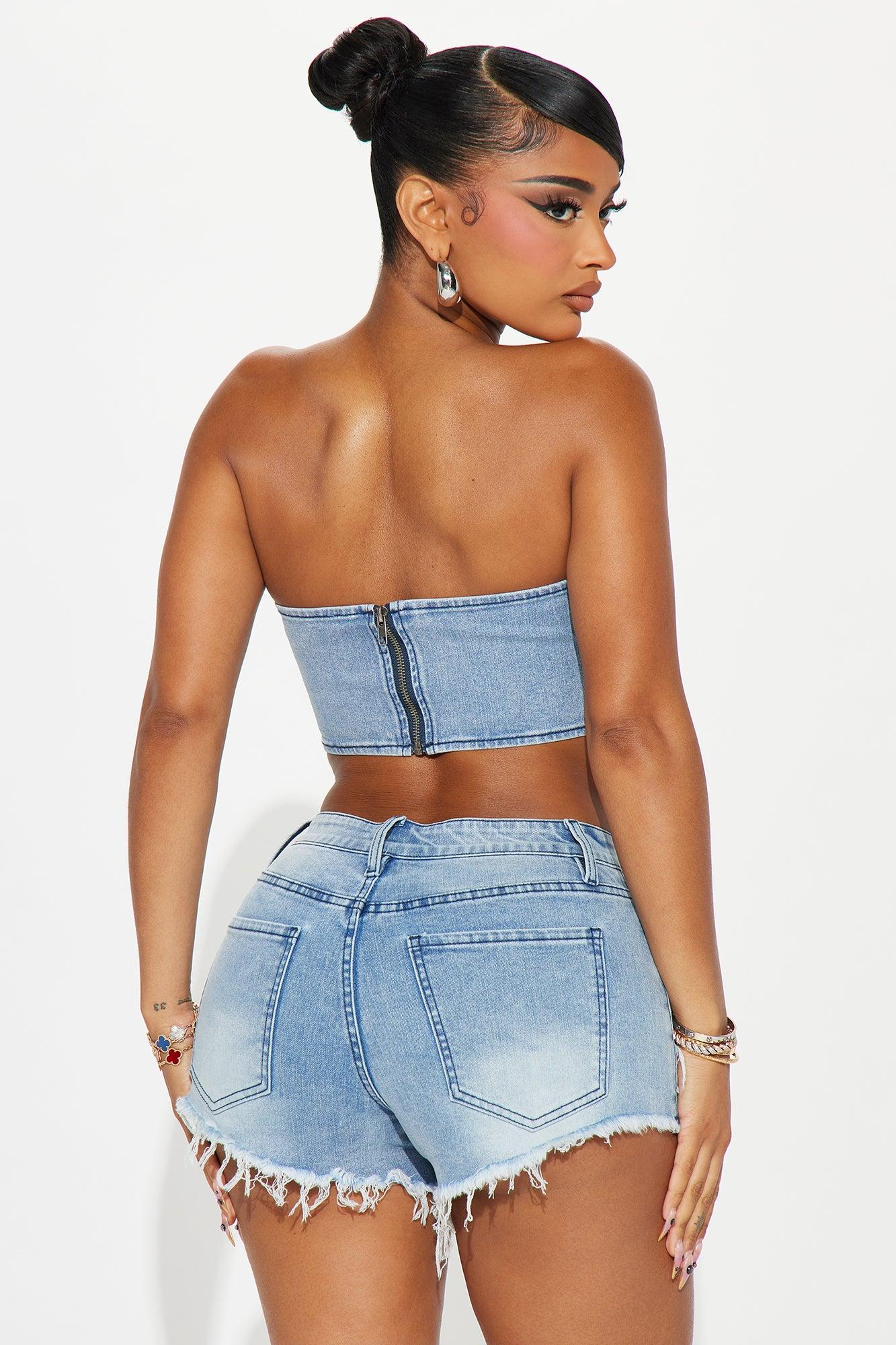 Divine Denim Short Set - Light Blue Wash Product Image