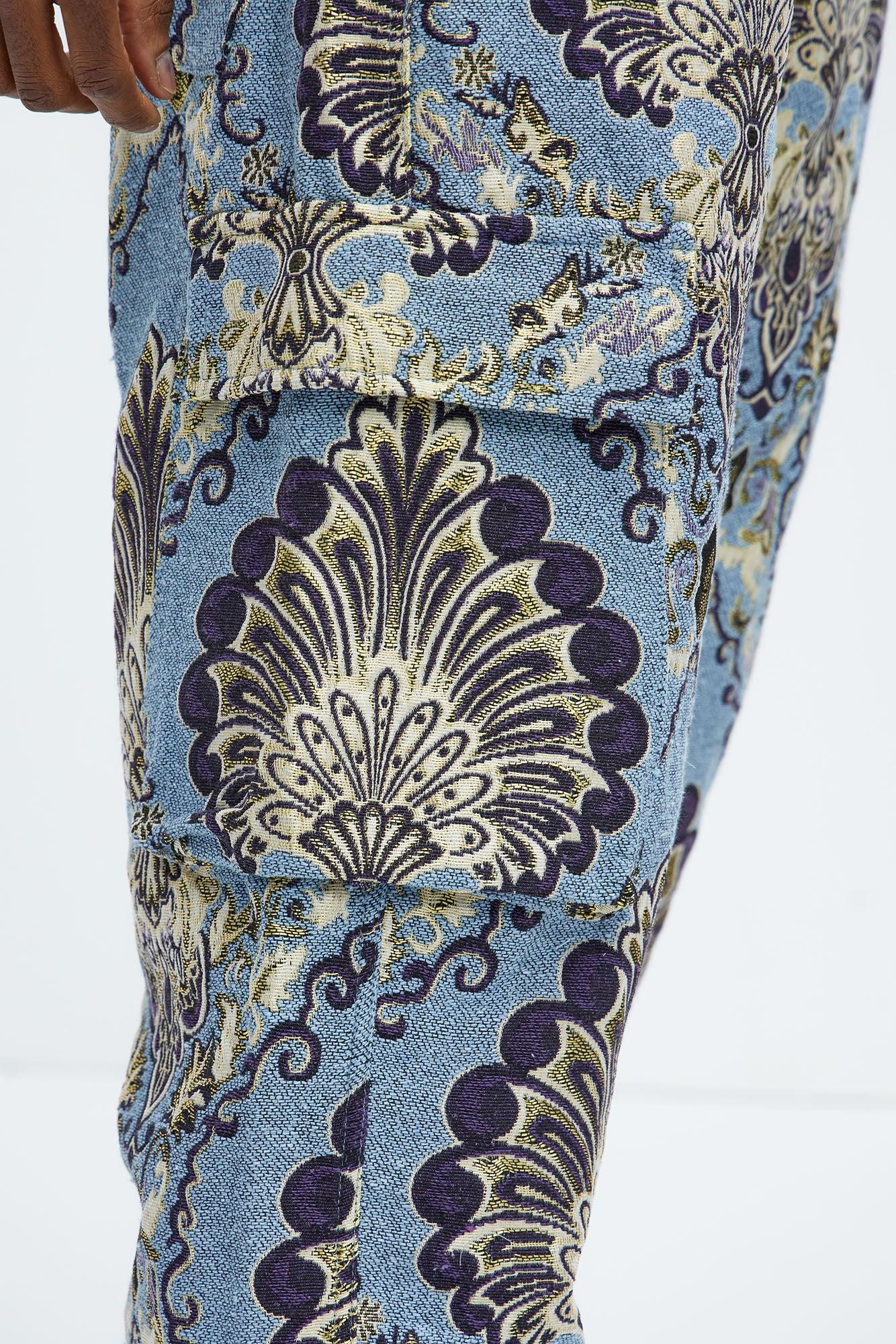 Highland Tapestry Baggy Cargo Pants - Blue/combo Product Image