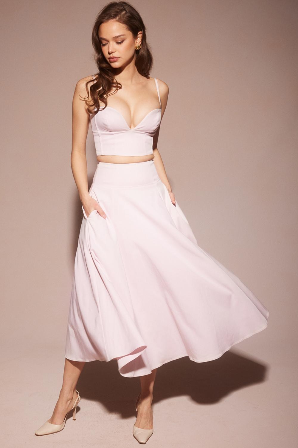 Rita  ballerina pink a-line midi skirt Product Image