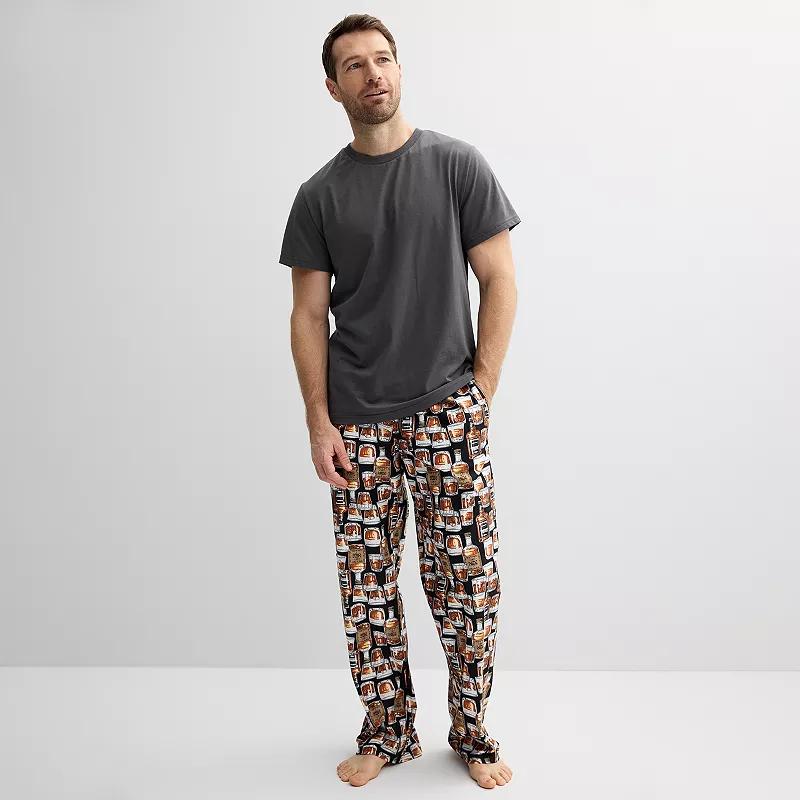 Mens PJs + PANCAKES Pajama T-Shirt & Bottle Print Pajama Pants Set Product Image