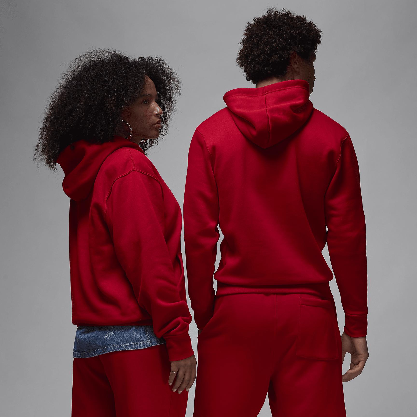 Jordan Mens Jordan Brooklyn Fleece Pullover - Mens Gym Red/White Product Image
