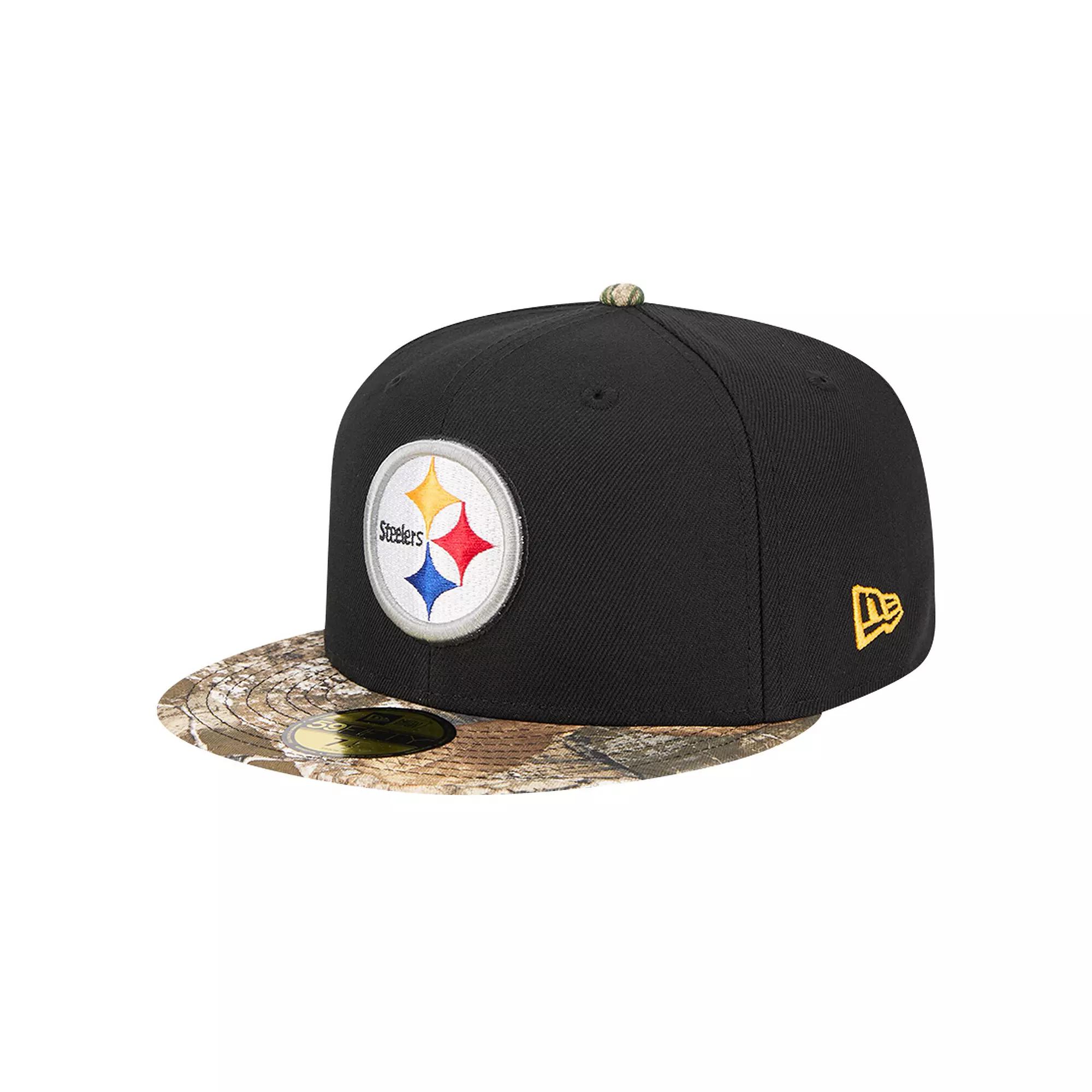 Men's New Era Black Pittsburgh Steelers Active Two-Tone Camo 59FIFTY Fitted Hat,  Product Image