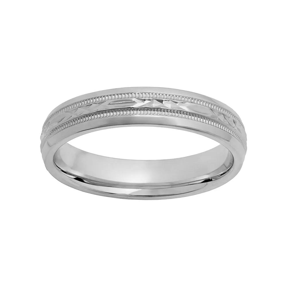 Sterling Silver Crisscross Wedding Ring, Men's, Size: 8, Grey Product Image