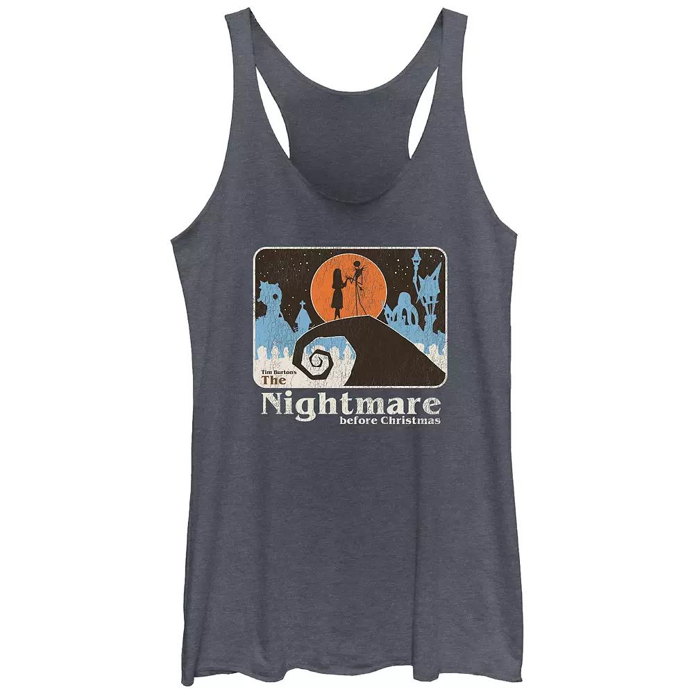 Disney's The Nightmare Before Christmas Jack Skellington And Sally Hill Scene Juniors' Racerback Tank Top, Girl's, Size: XXL, Black Grey Product Image