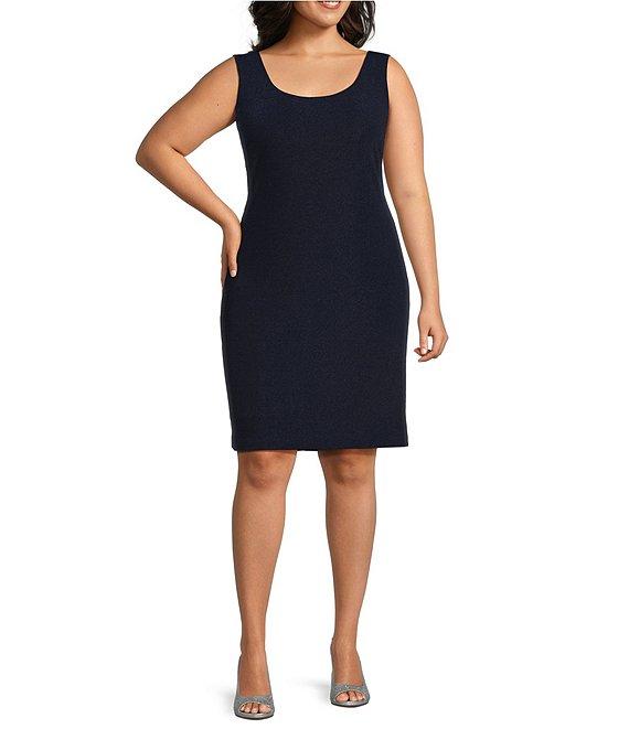 Alex Evenings Plus Size Metallic Knit Illusion Sleeve Jacket Dress Product Image