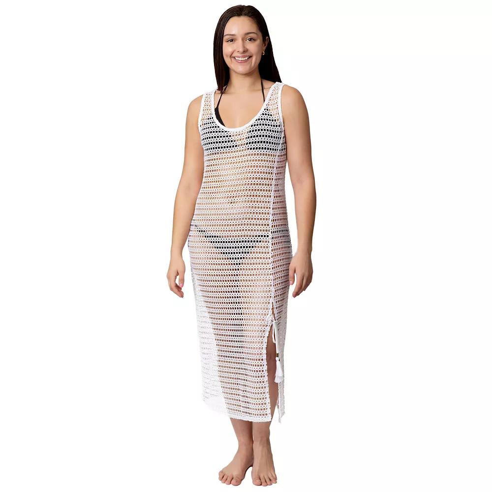 Women's Aqua Del Mar High Slit Coverup Midi Tank Top Dress, Size: Medium, White Product Image