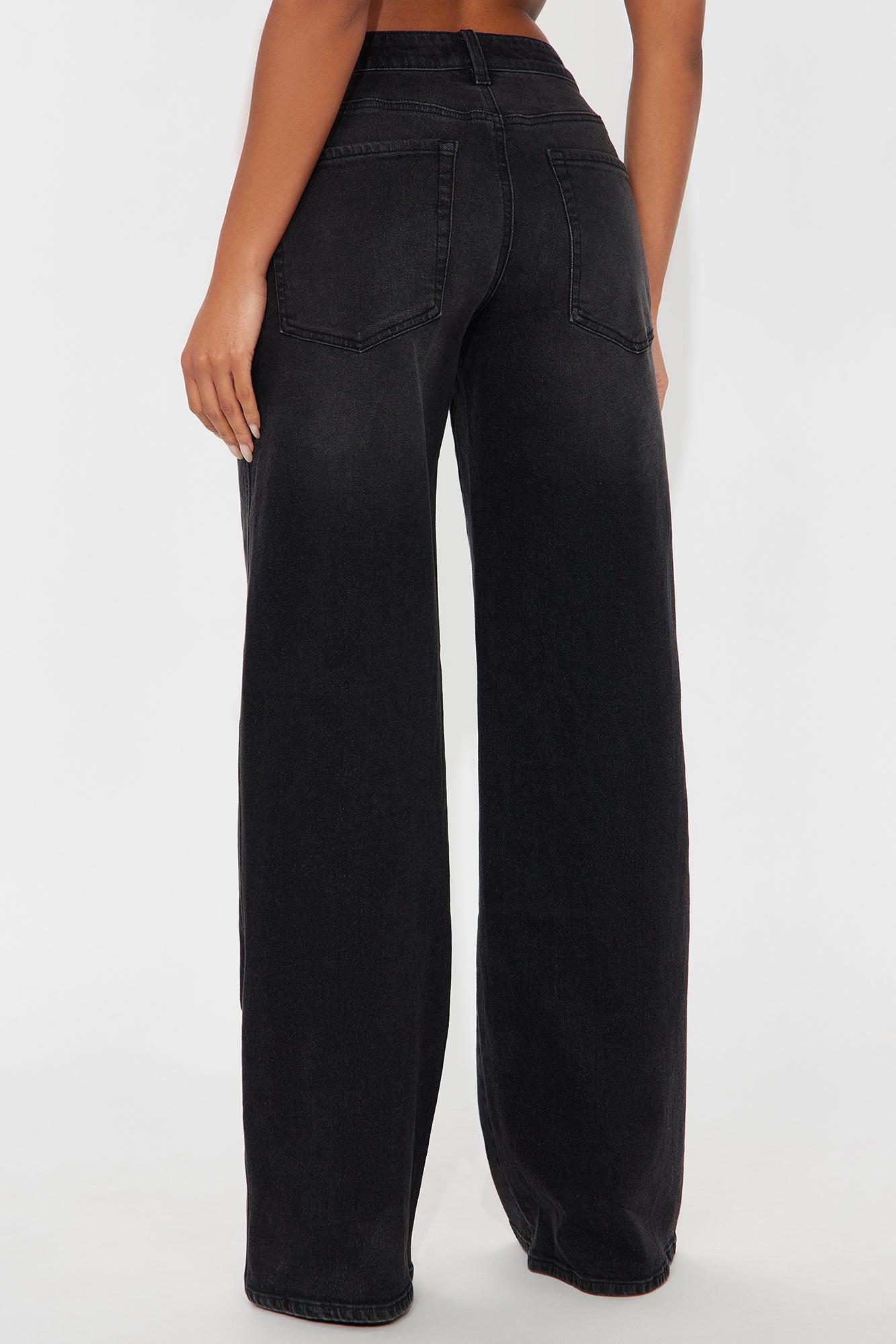 Eastside Low Rise Crossover Wide Leg Jean - Black Wash Female Product Image