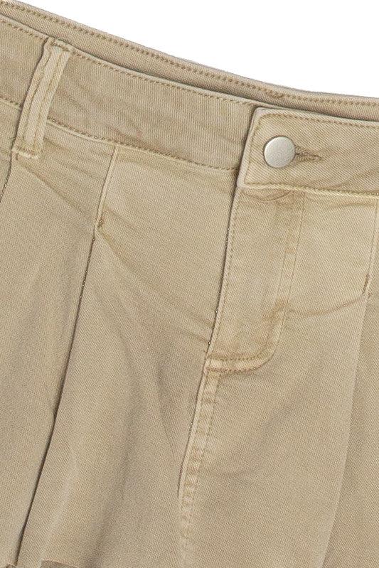 Khaki Pleated Mini Skort Product Image