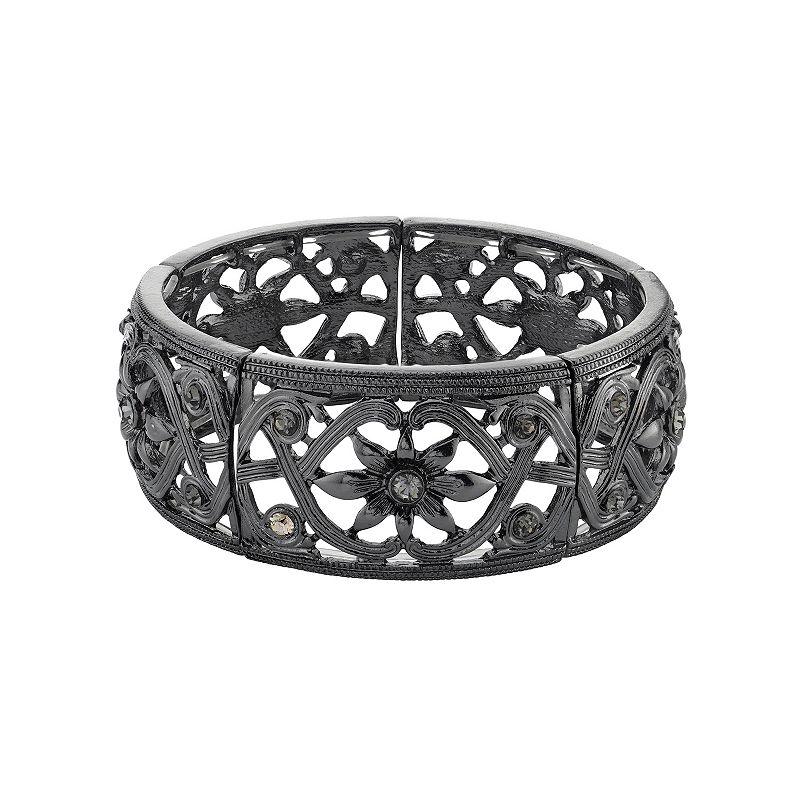 1928 Hematite Black Diamond Stretch Bracelet, Womens, Gray Product Image